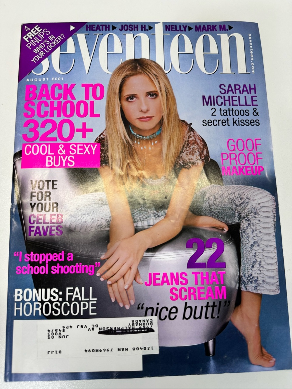 Seventeen 17 Teen Magazine August 2001 Sarah Michelle Gellar